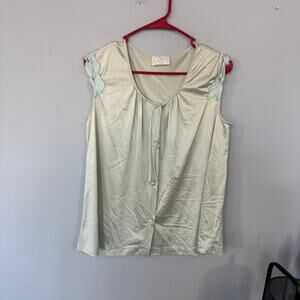 Vintage Jolie Two Silky Pajama Top Women's Size Medium Sleeveless Sleepwear